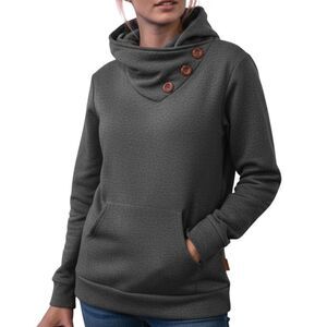 Alaska Chicks Company Hoodie Charcoal Gray Pullover Button Accents